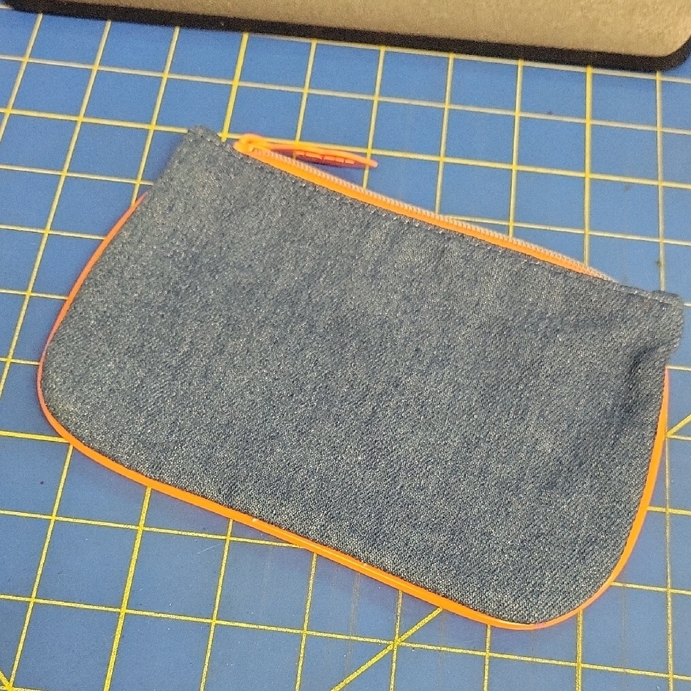 Denim Pouch with Orange Trim